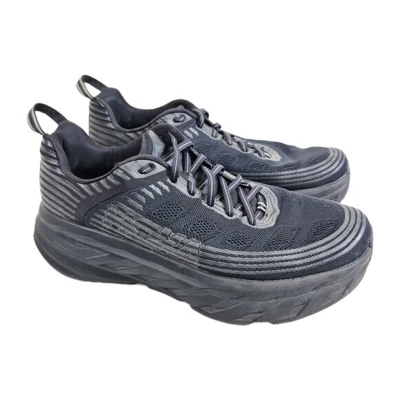 Hoka One Men’s Bondi 6 Running Shoe Sz 10.5 2E Wide Black Sneakers No Insoles - Picture 1 of 9
